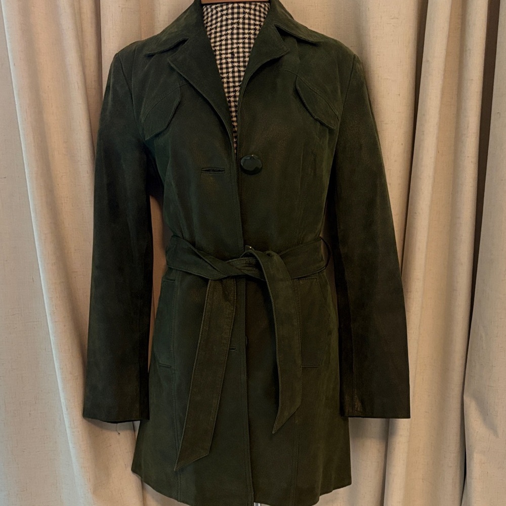 Kenar Elegant Green Women's Leather Coat